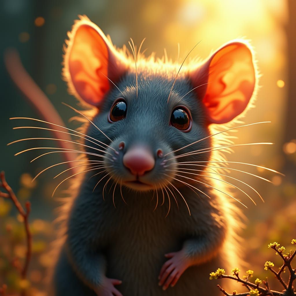 Intense-Eyed Rat Portrait in Hyperrealistic Style