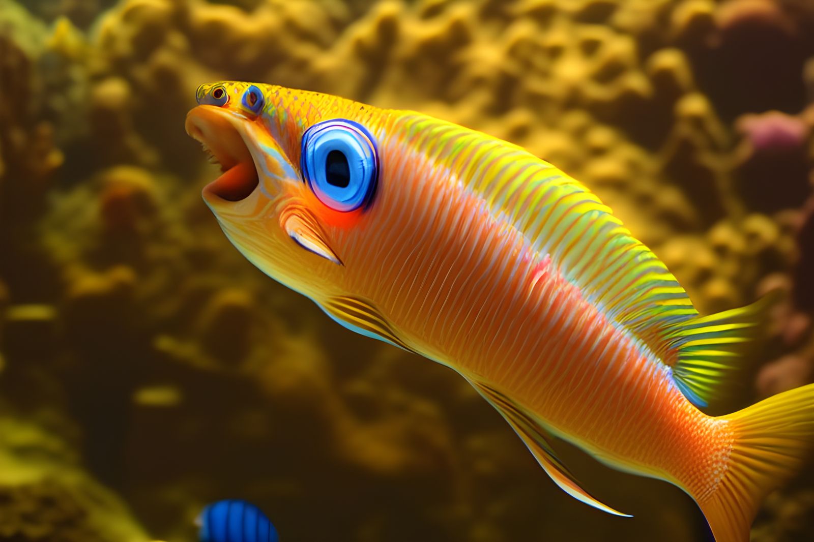 Detailed Fish in Surreal Technicolor Landscape