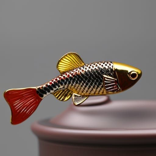 Koi Fish with Bejeweled Brooch