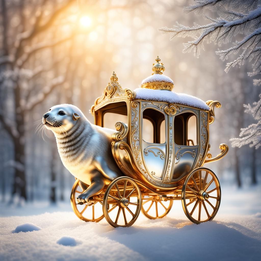 Golden Seal Carriage in Winter Wonderland