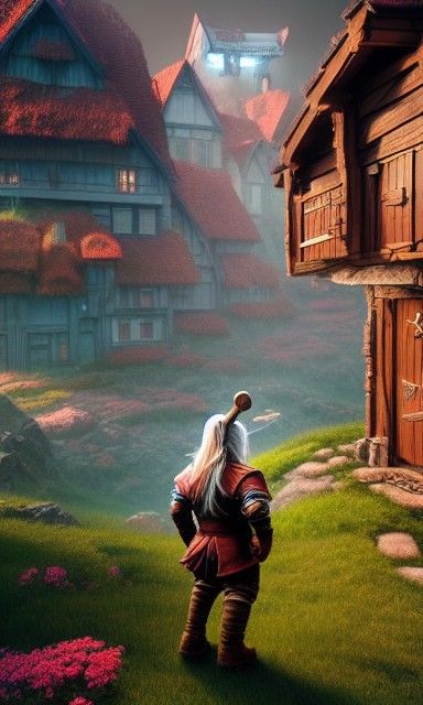 Dwarf Artificer at City Gate: Photorealistic Digital Art