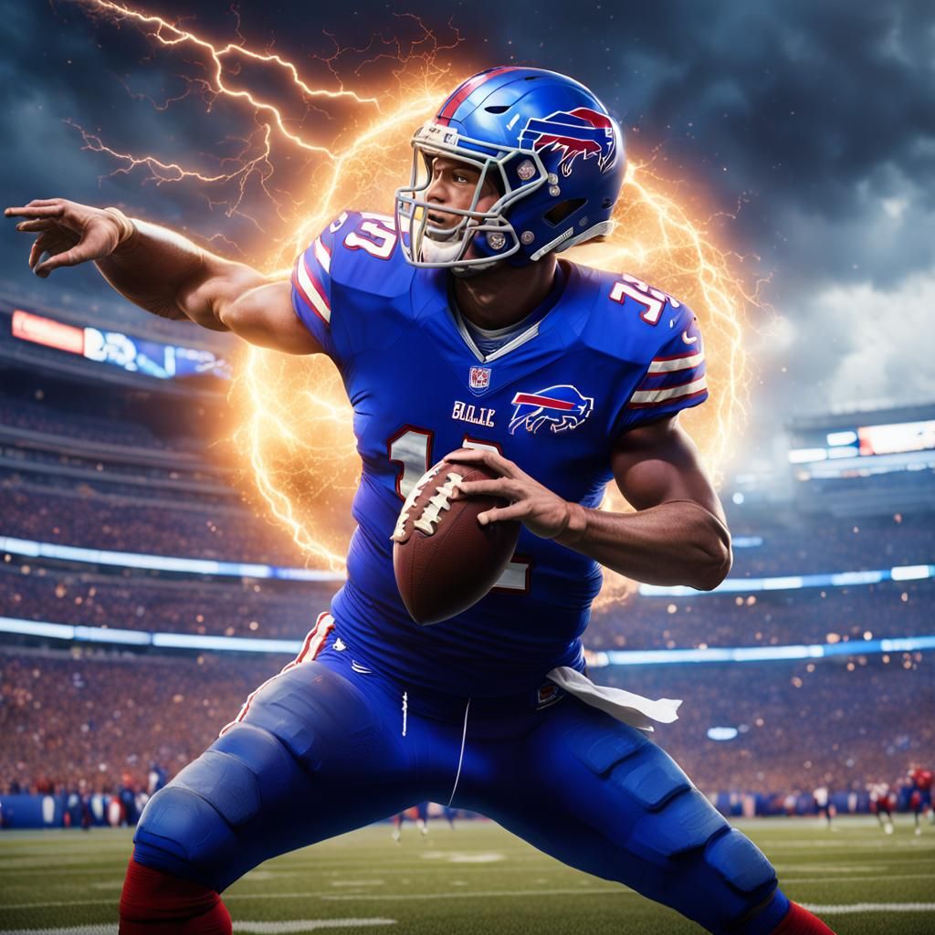 Josh Allen Throws Lightning Football: Fantasy Concept Art
