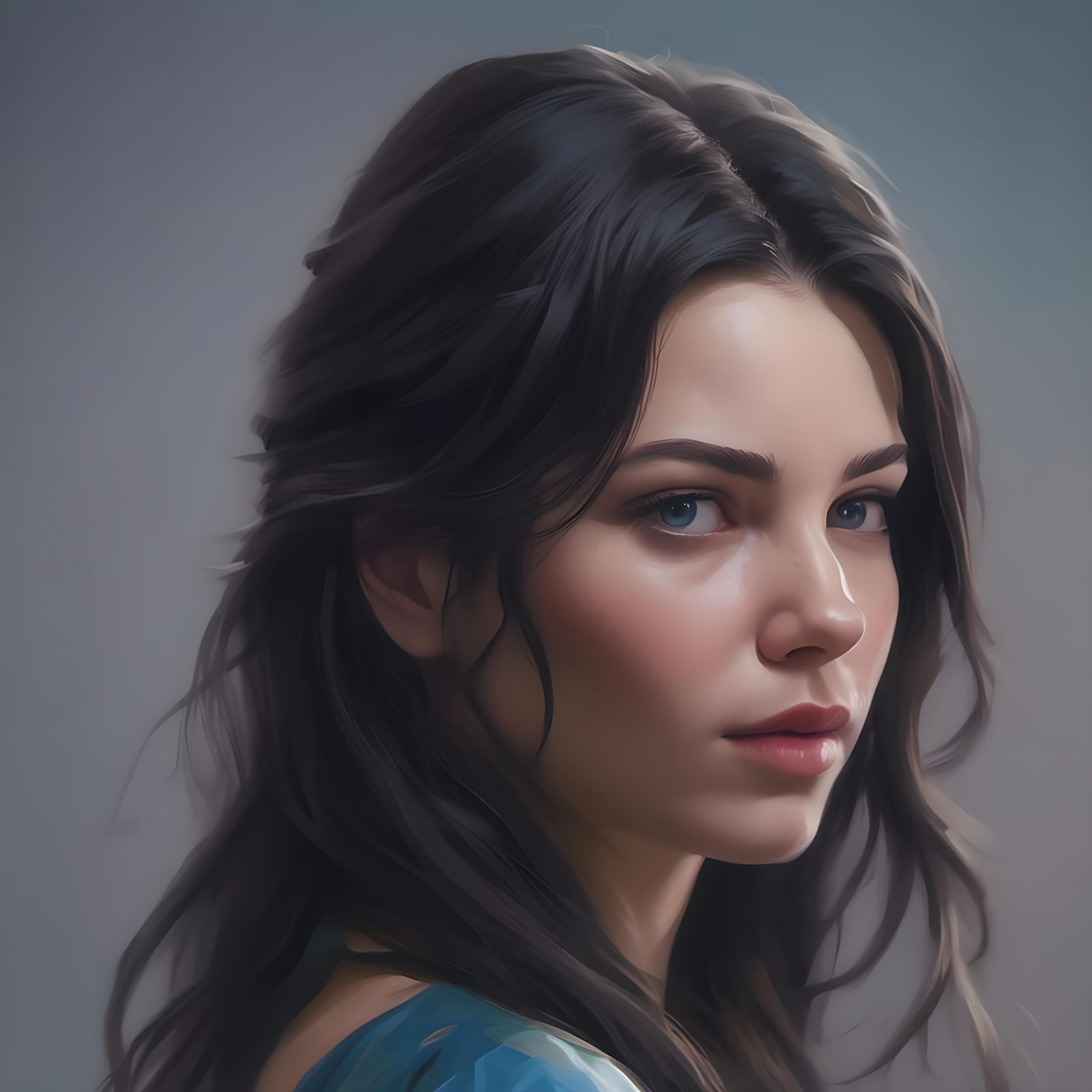 Detailed Portrait of a Woman with Dark Hair