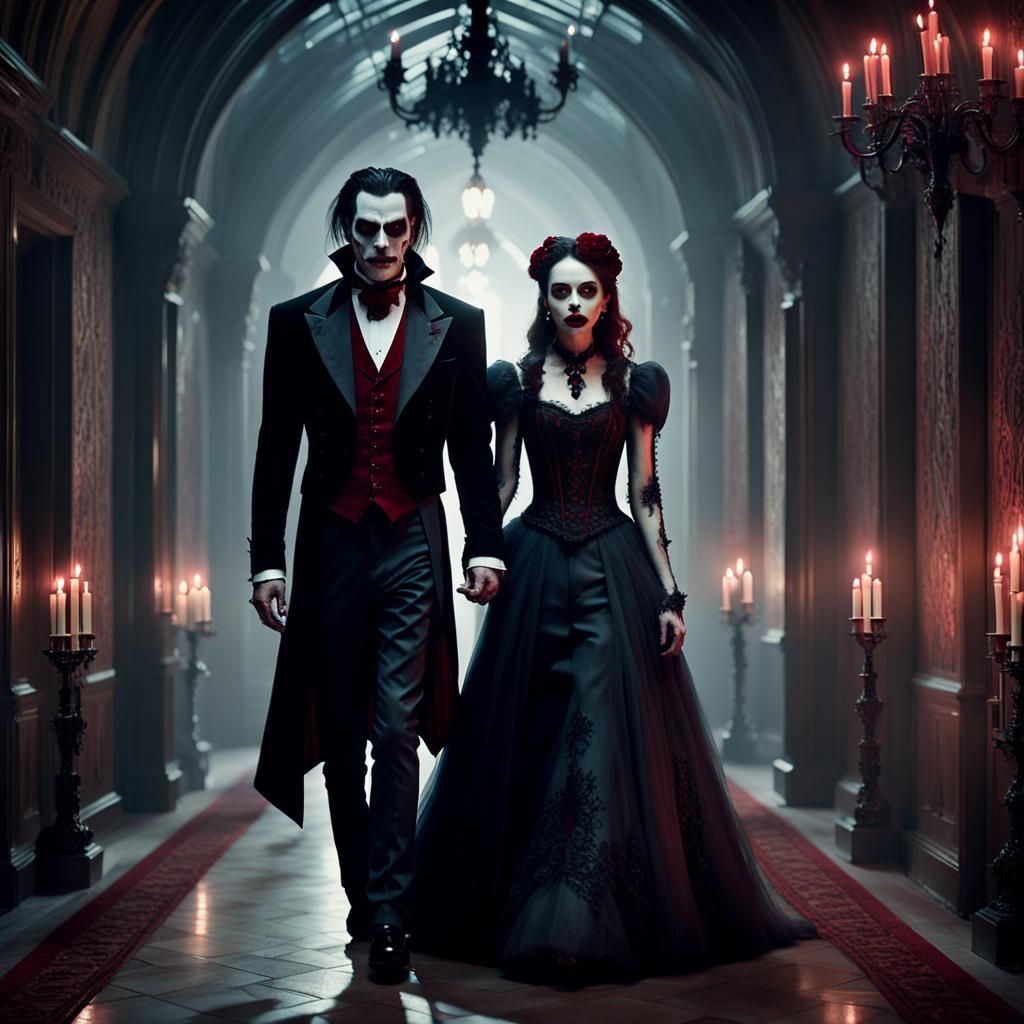 Gothic Vampire Couple Arriving at Prom