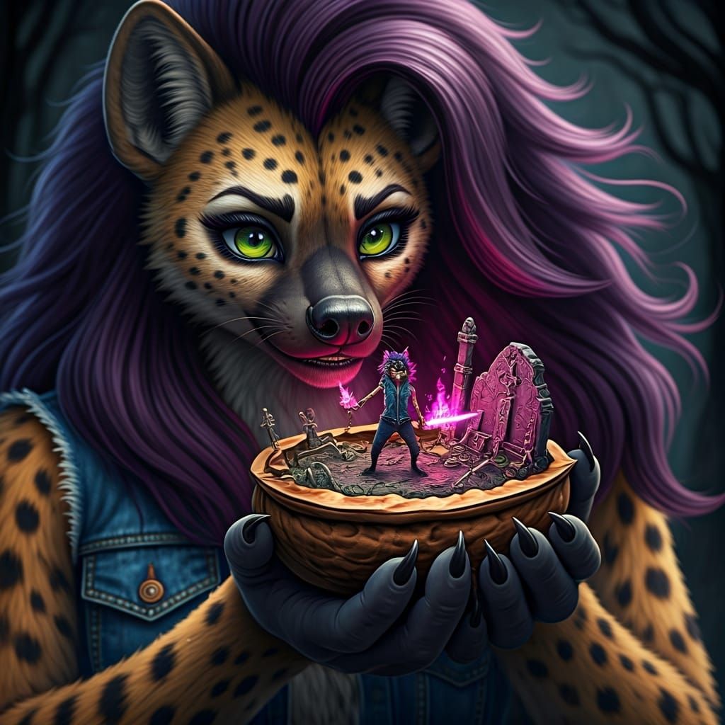 Nightmarish Graveyard Diorama Inside Walnut Shell