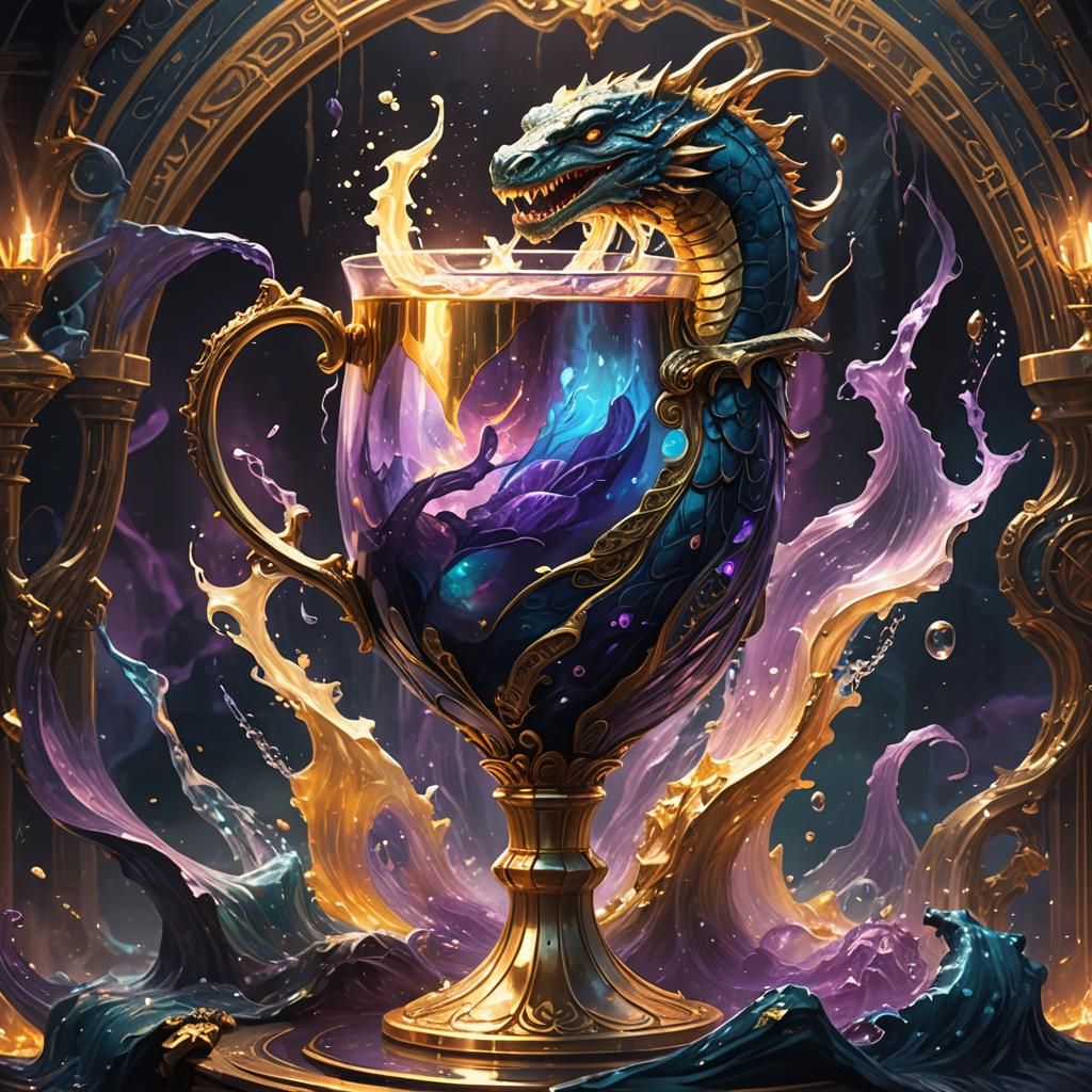 Majestic Leviathan Pouring Elixir: Fantasy Concept Art