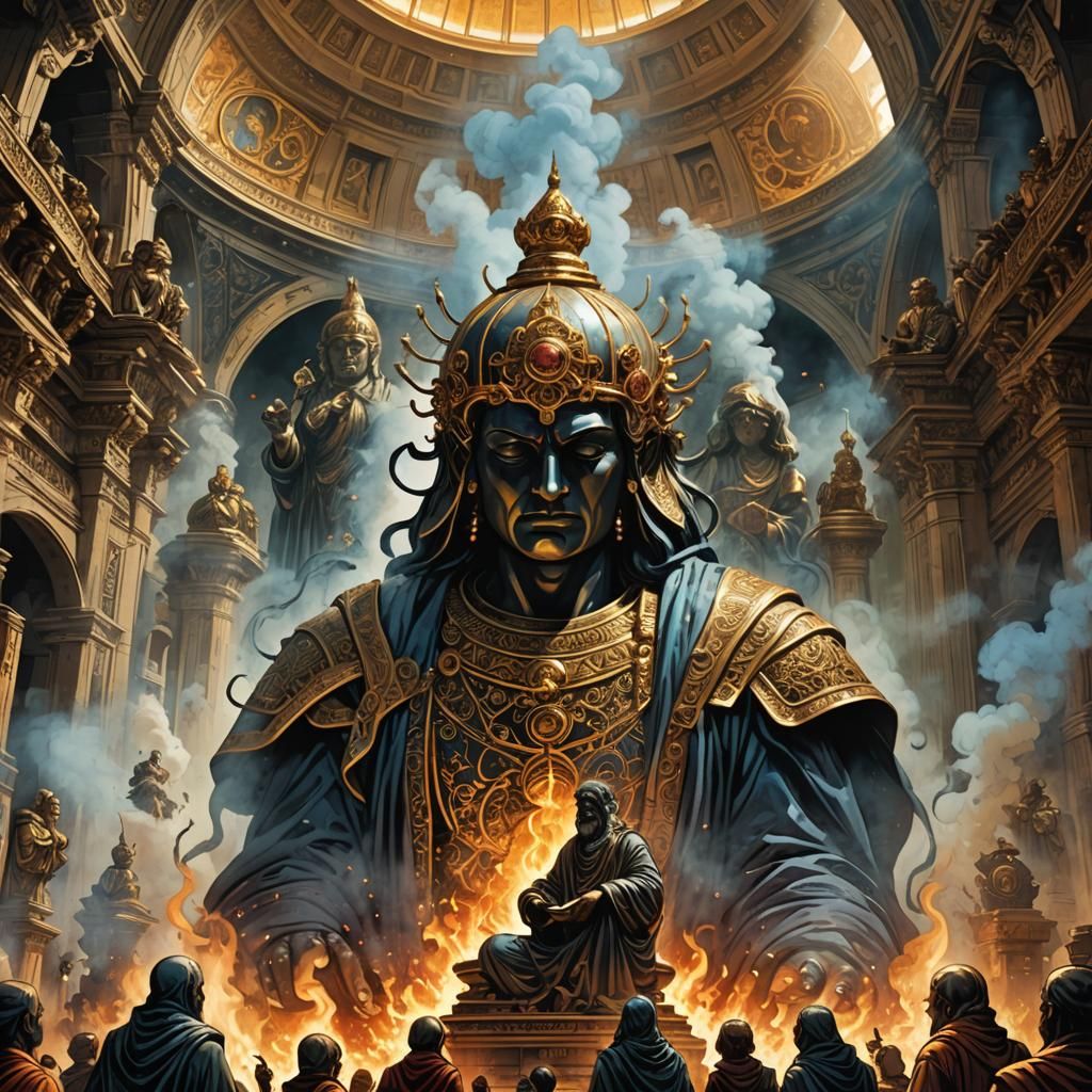 Teachers Pointing to Incense Domes in Comic Style