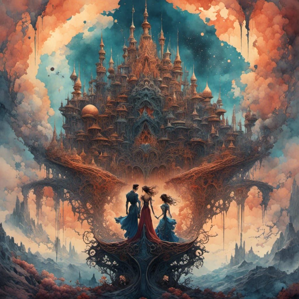 Romantic Lovers Embrace in Watercolor Style