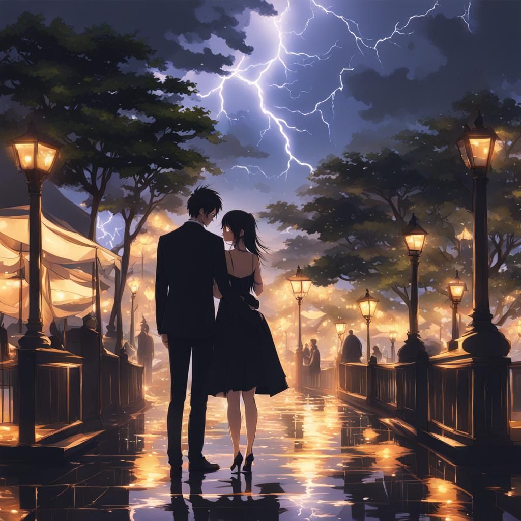 Anime Couple's Stormy Honeymoon Encounter