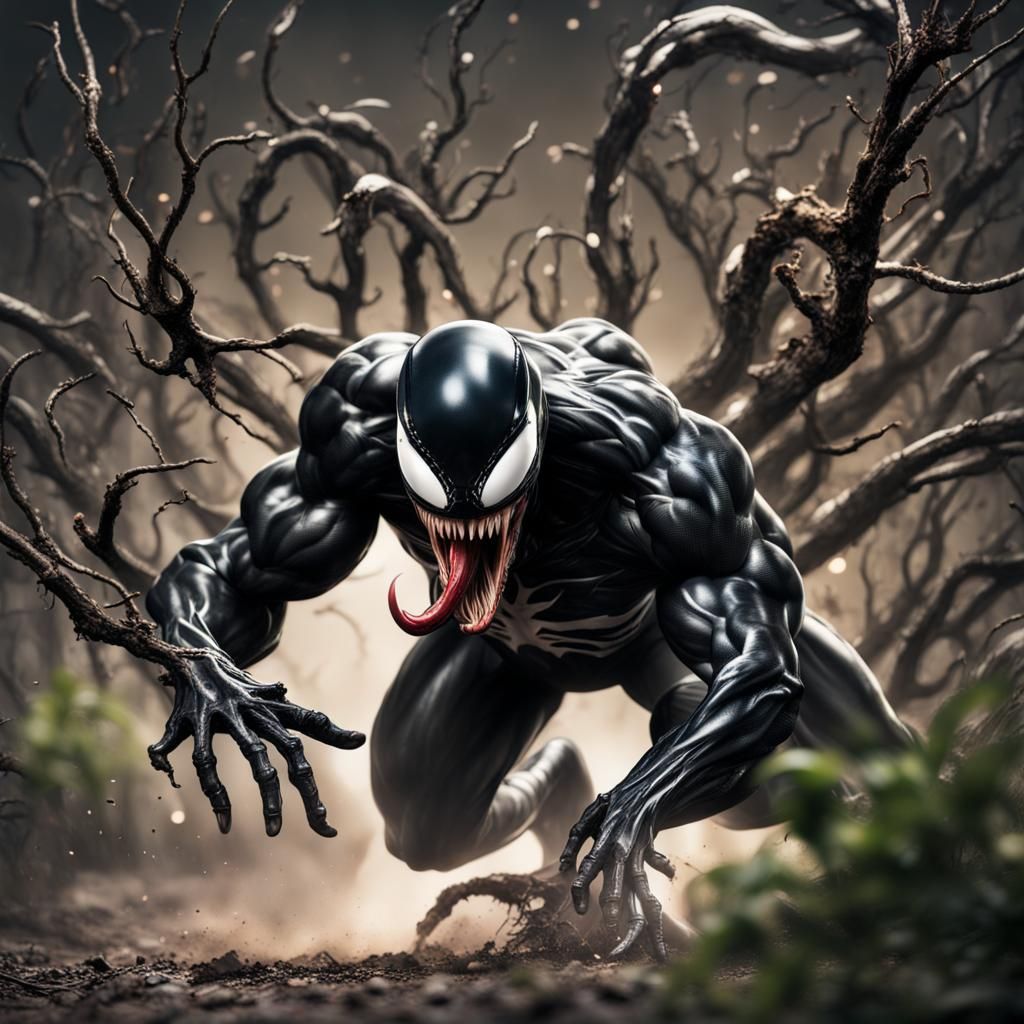 Venom Leaps: Ultra-Realistic Distorted Perspective Photograp...