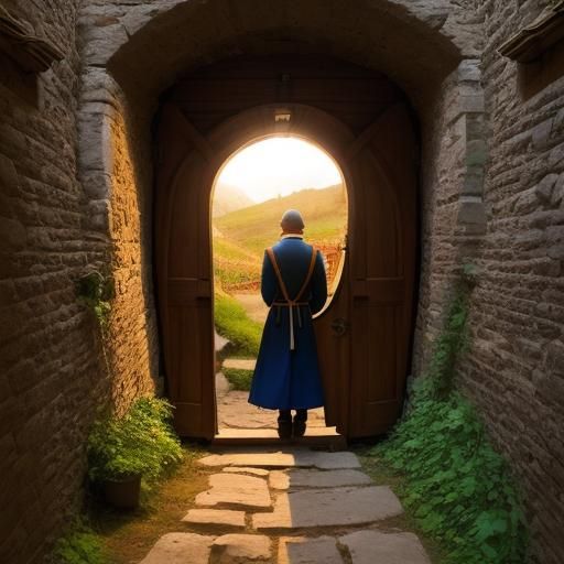 Person Enters Door to a Winding Path Feast