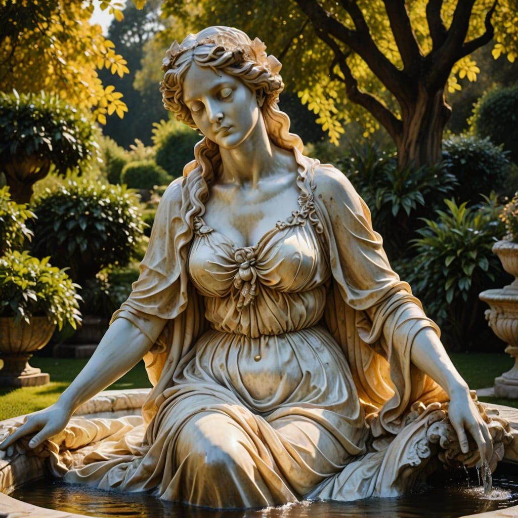 Marble Sculpture of Lilith in Garden, Baroque Style