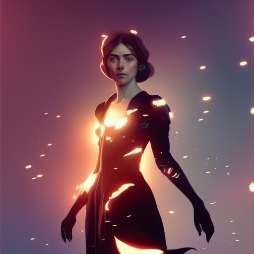 Florence Pugh as Dark Fantasy Art Nouveau Portrait