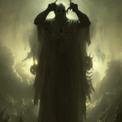 Grim God of Death in Engraving Style