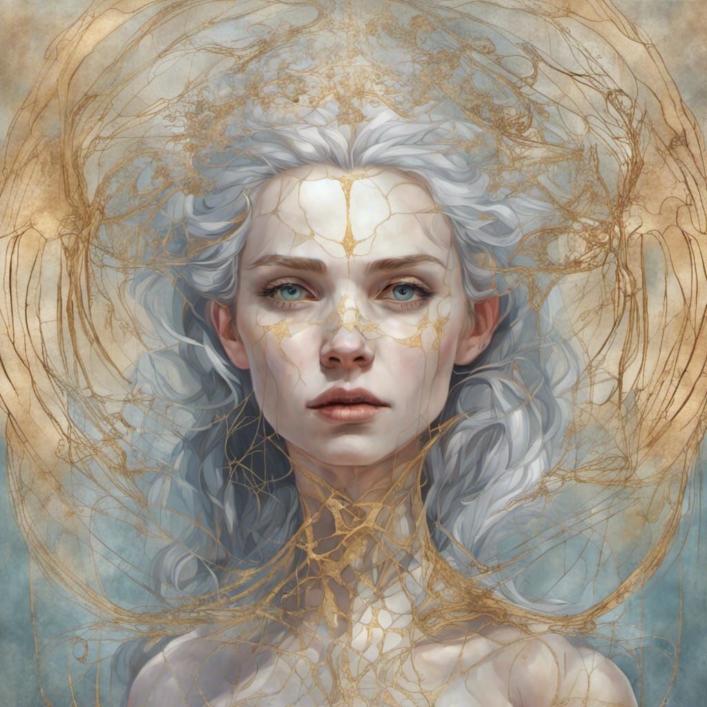 Elsa in Art Nouveau Style with Silver and Gold