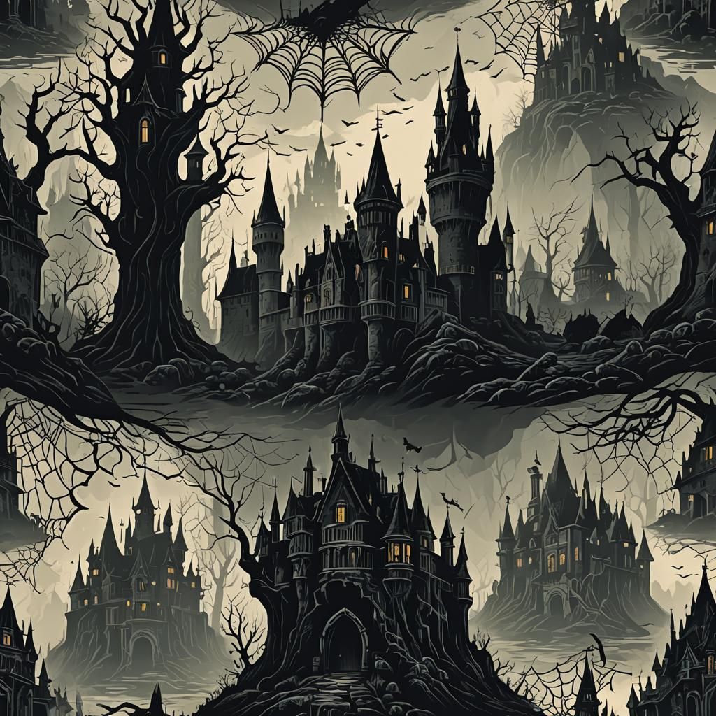 Eerie Gothic Castle Menu in Dark Fantasy Style