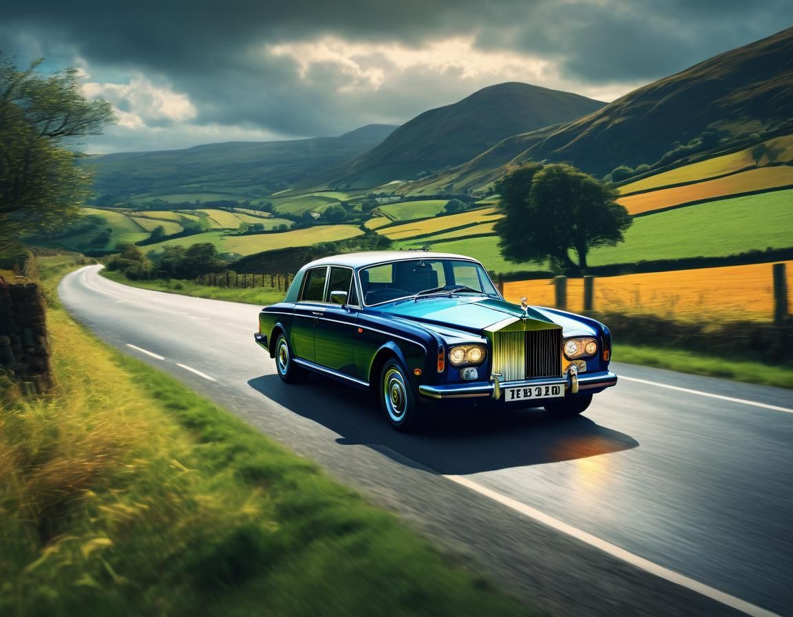 Rolls Royce Drives Through Dramatic Countryside