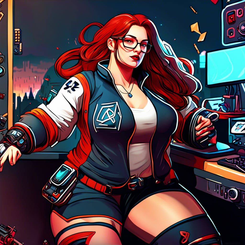 Plus Size Gamer Girl in Detailed Fantasy Art