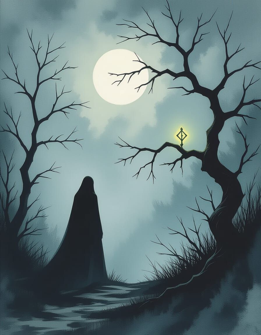 Laura in Moonlight, Dark Fantasy Oil Painting