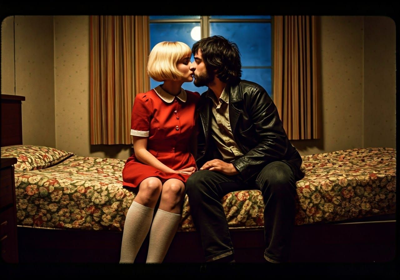 Romantic 1970s Inspired Film Still with 16mm Grain