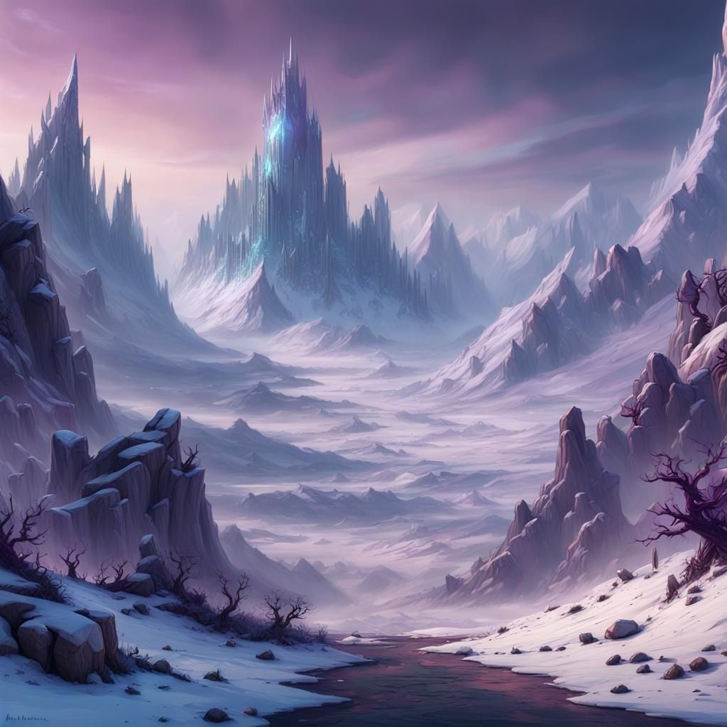 Frost Wyrm in Winter Wonderland: Dark Fantasy Art