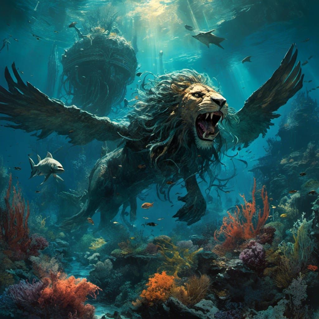 Bioluminescent Lion-Shark Soars in the Deep Sea