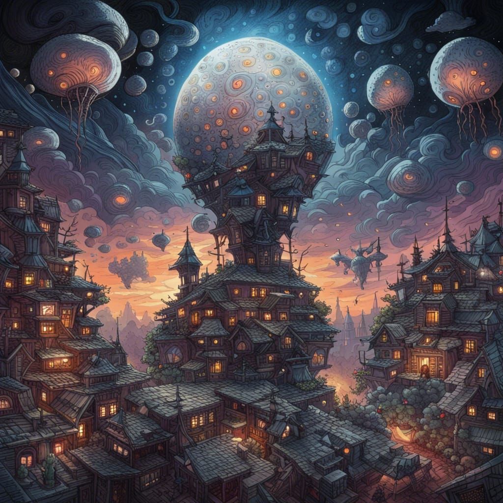 Magic Sea Cherry Blossoms in Cartoon Art Style