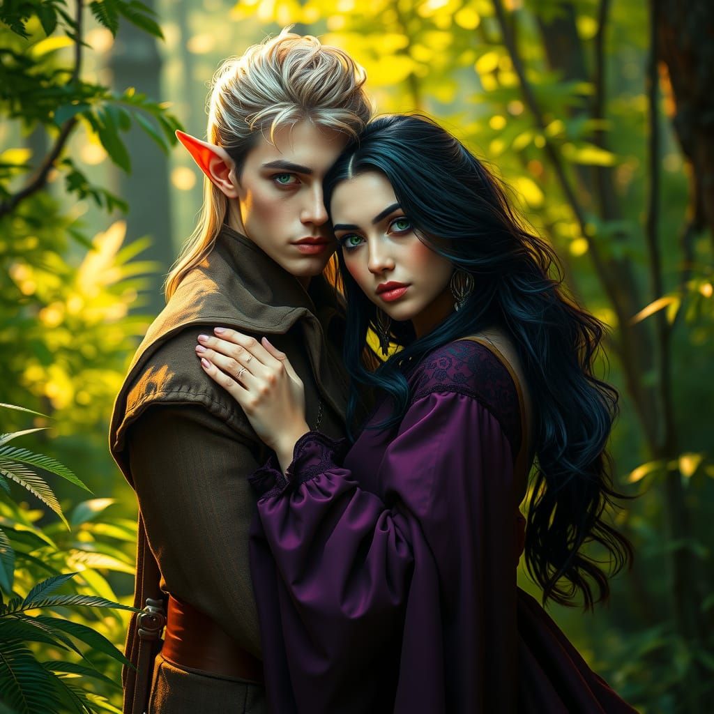 Ethereal Forest Encounter in Renaissance-Inspired Style