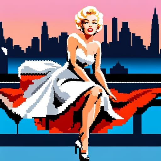 Marilyn Monroe in 16-bit Pixel Art Style
