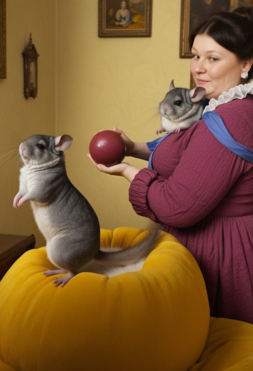 Playing with her Ersatz Family - 'Ersatz is good enough for me!'