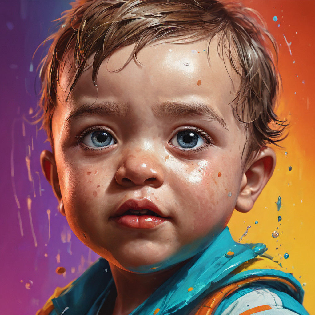 Realistic Cinematic Portrait of a Toddler in Vibrant Colors
