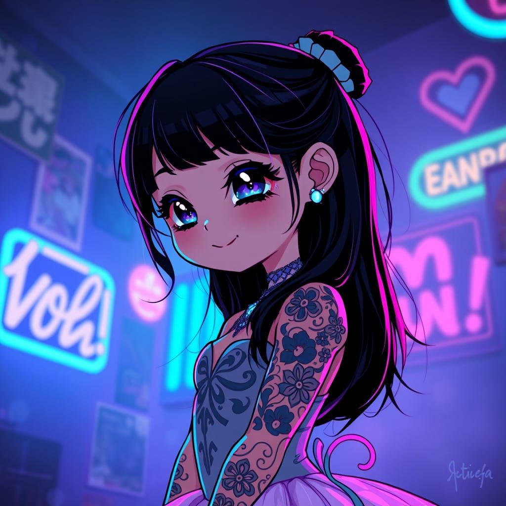 Chibi Ballerina in Japanese Pop Art Style