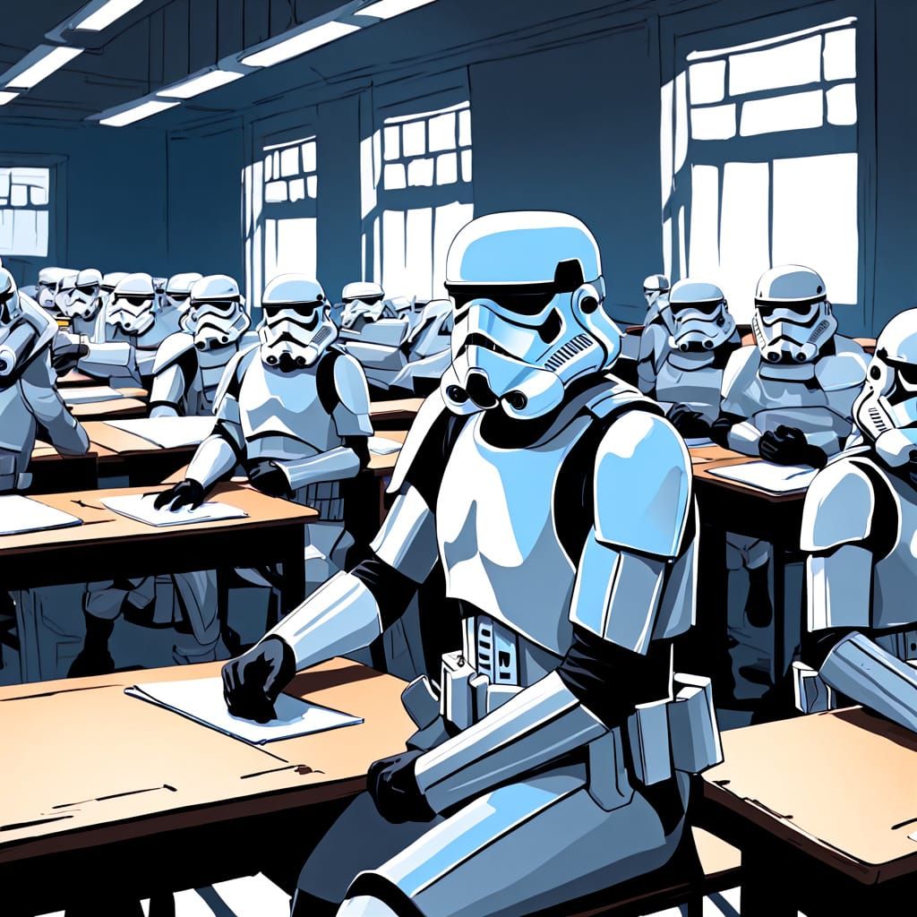 Young Stormtroopers in Sci-Fi School Class