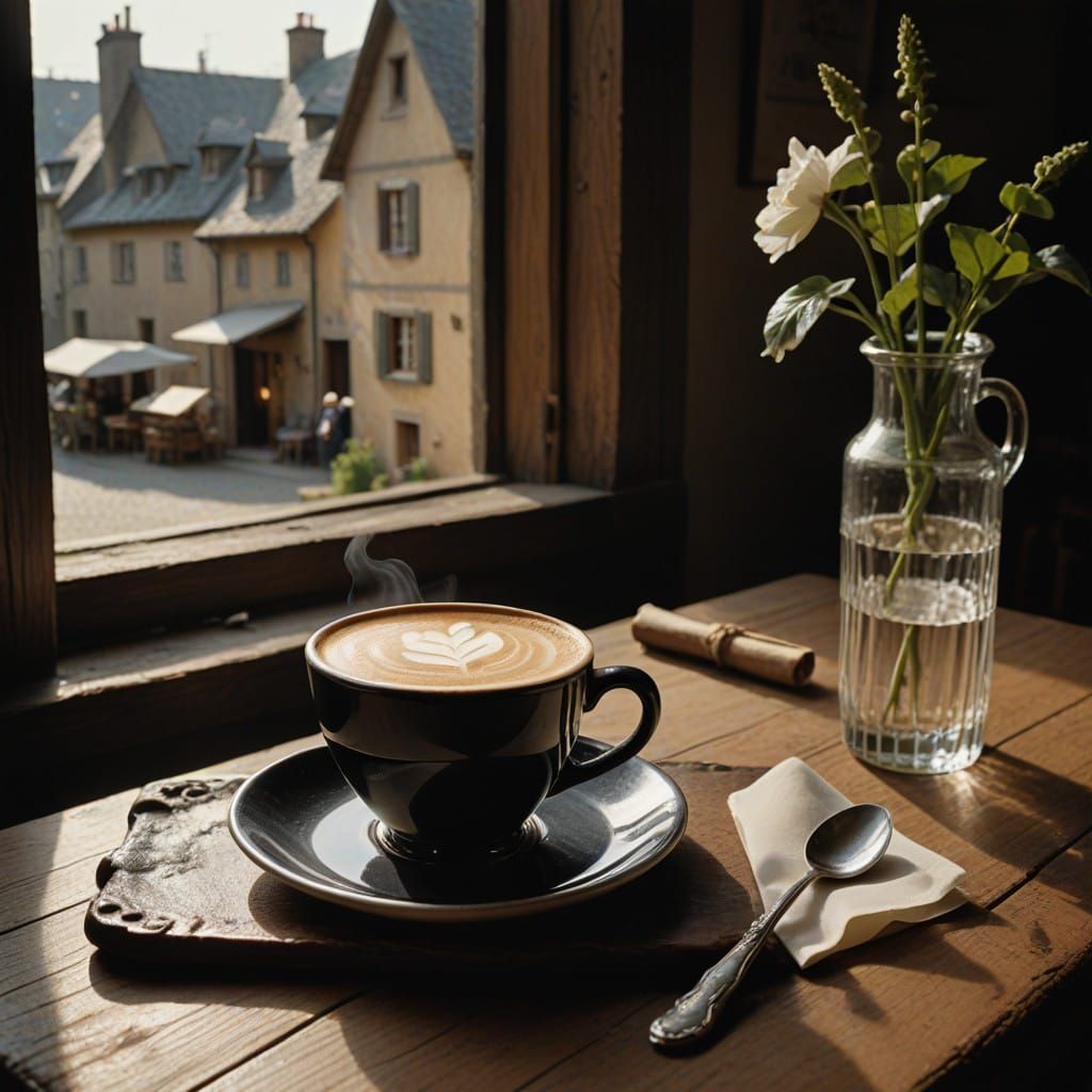 Delicate Morning Coffee in Warm Rustic Setting