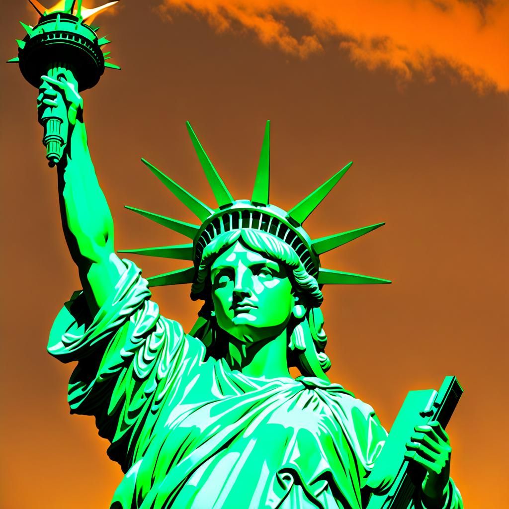 Statue of Liberty in Fluorescent Colors
