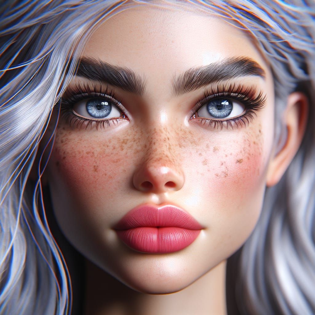 Ethereal Beauty with Silver Hair in 8K