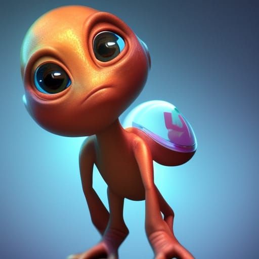 Cute Baby Alien Concept Art in 3D