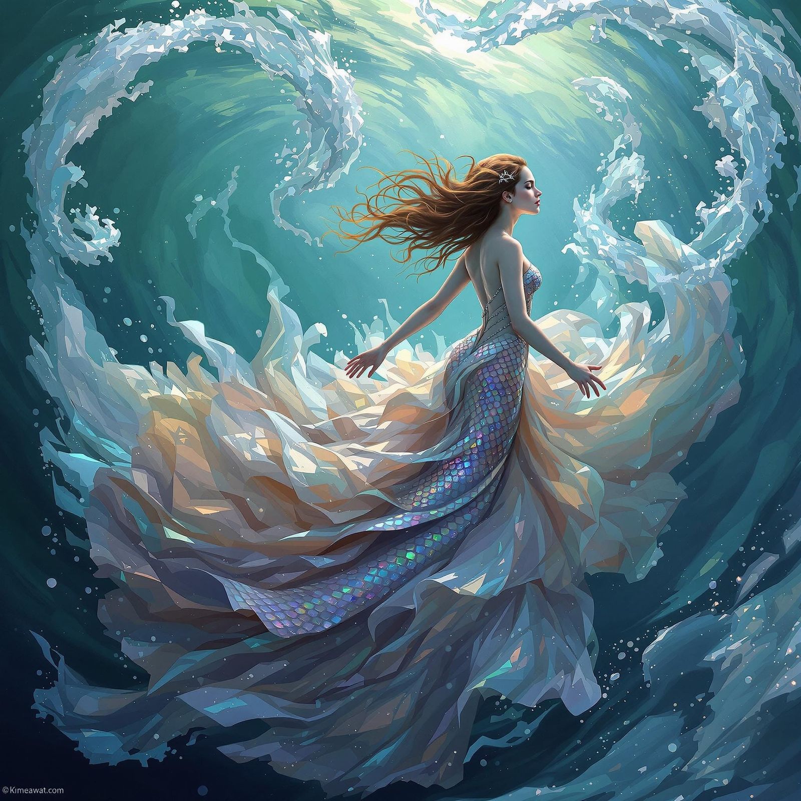 Emma Watson transforming into a mermaid.