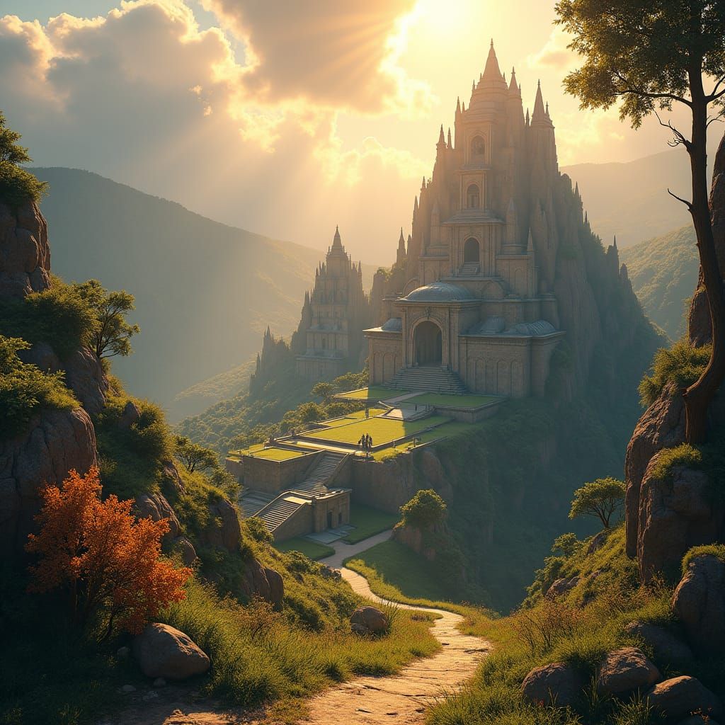 Machu Picchu Inspired Kingdom in Divine Sunlight