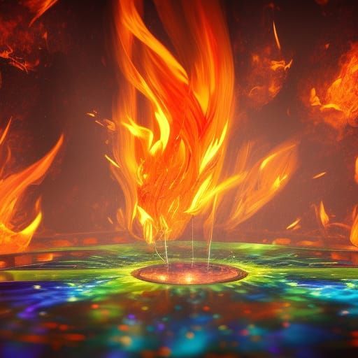 Holographic Flaming Fire in Vivid Colors