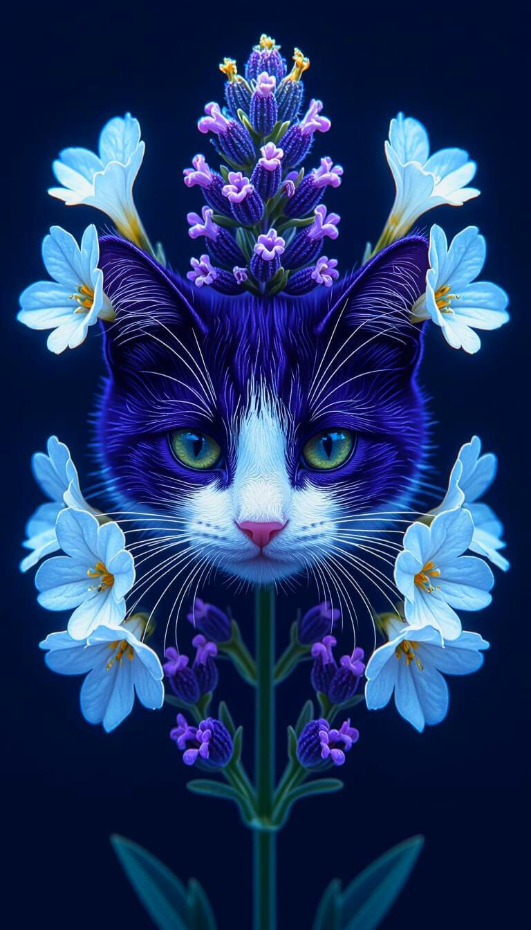 Macro View of Lavender Flowers with Cat Face Patterns