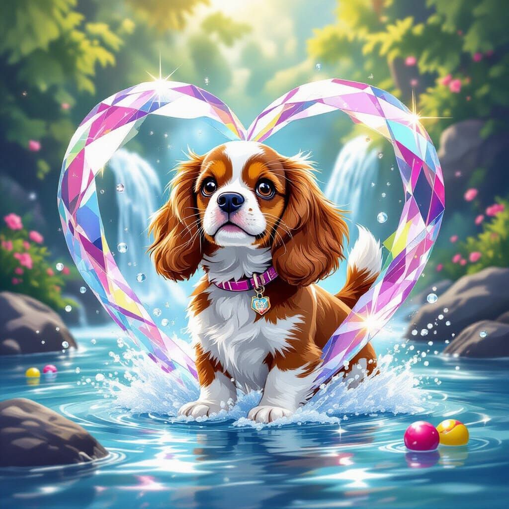 Cockerspaniel in Crystal Heart, Candy Art Style