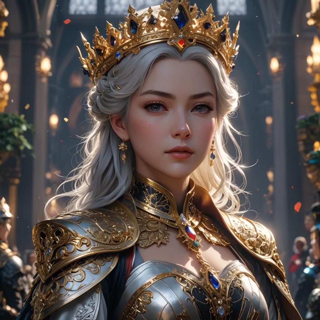 Anime-Style 3D Queen: Detailed 8K Art