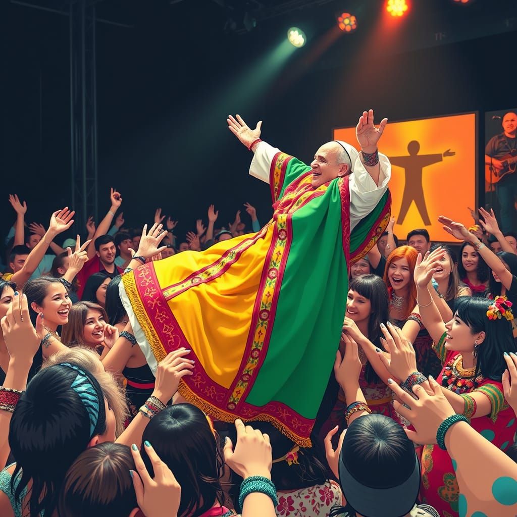 Pope Celebrates with Ska Music and Women in Eclectic Outfits