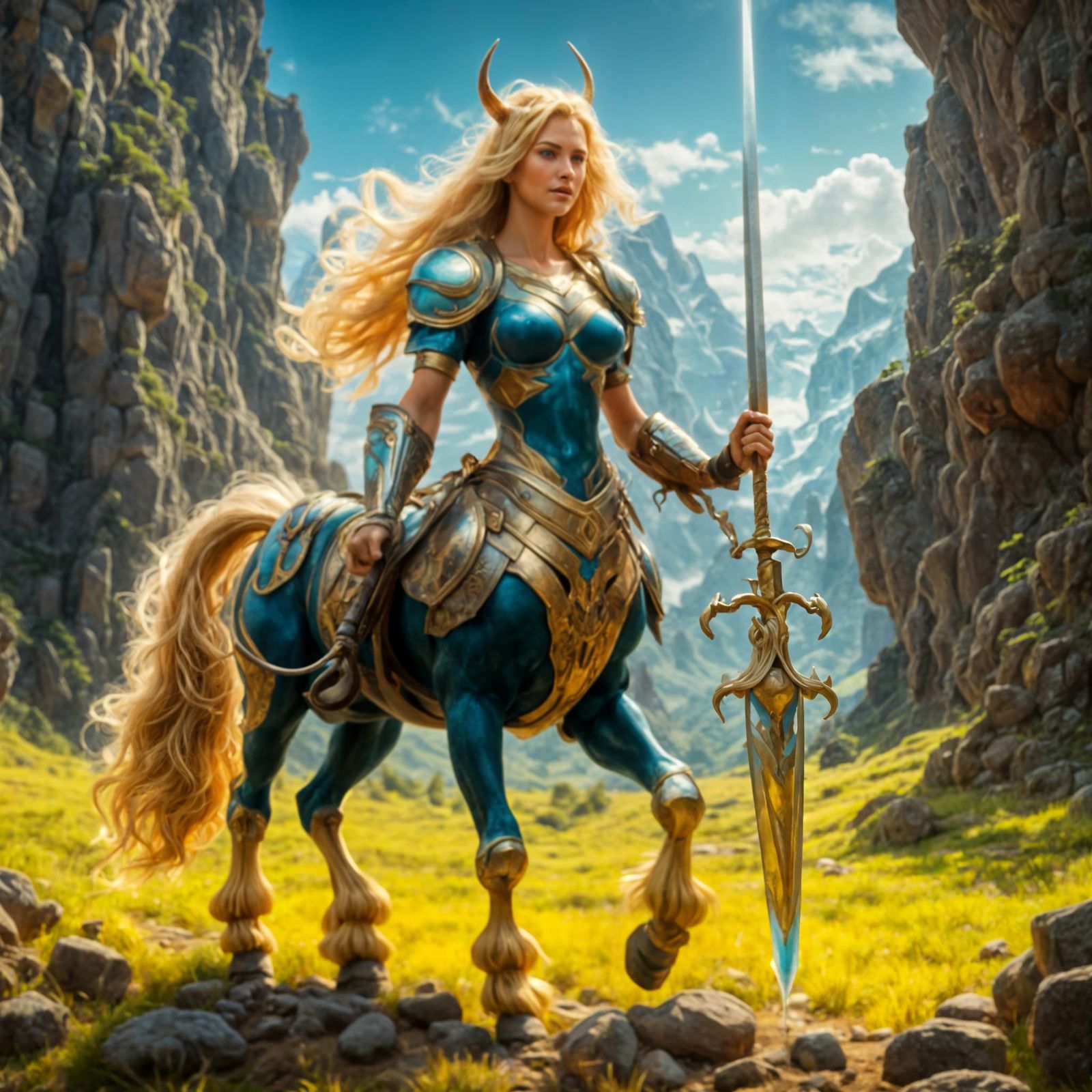 Female Centaur with Glowing Sword