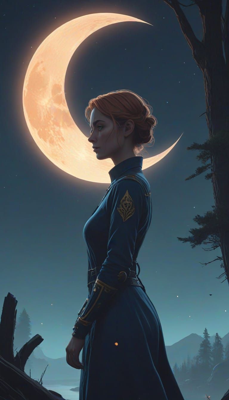 Surreal Moon Goddess in Celestial Halo