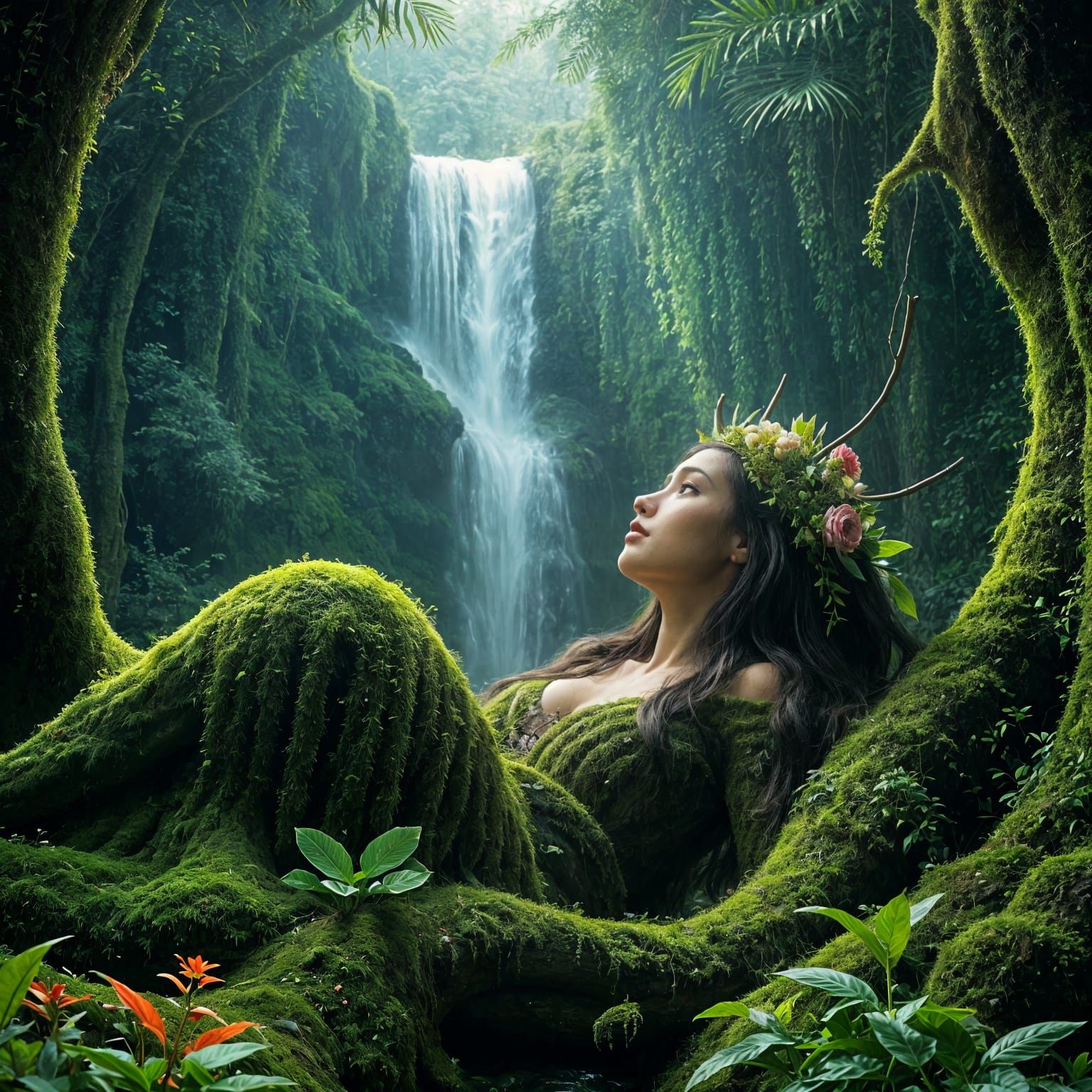 Goddess of Nature in Forest Bower