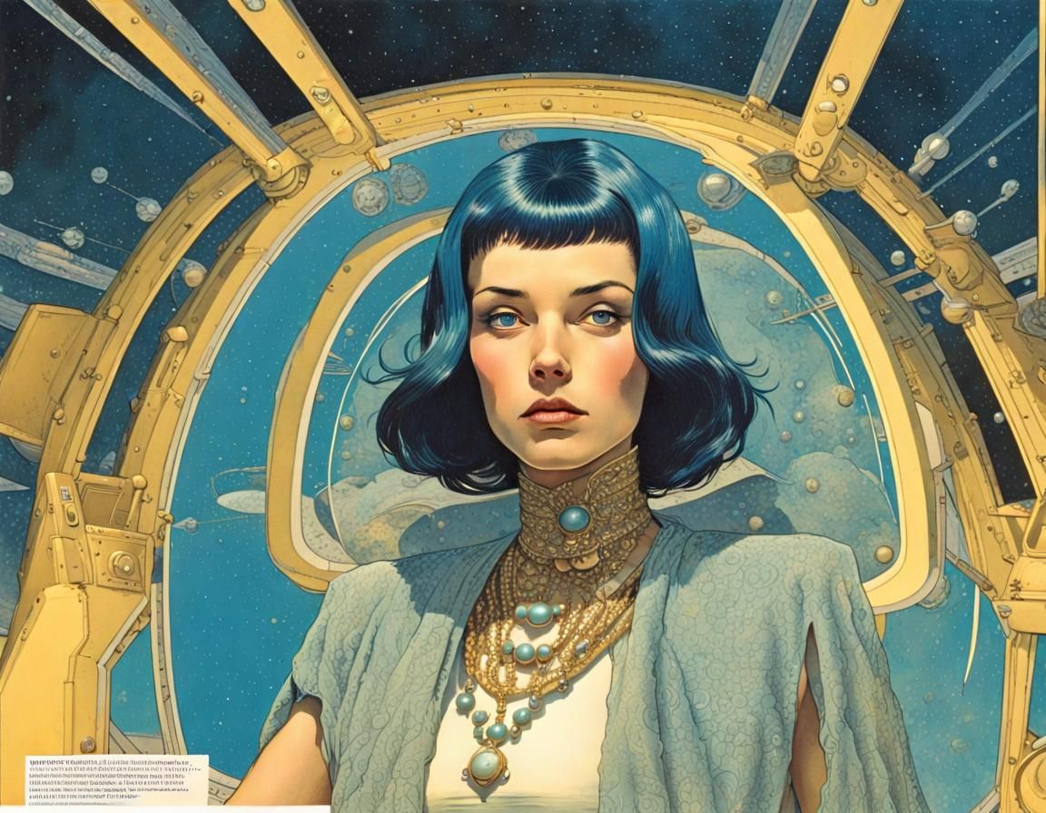 Retrofuturist Sci-Fi Illustration: Space King and Companion