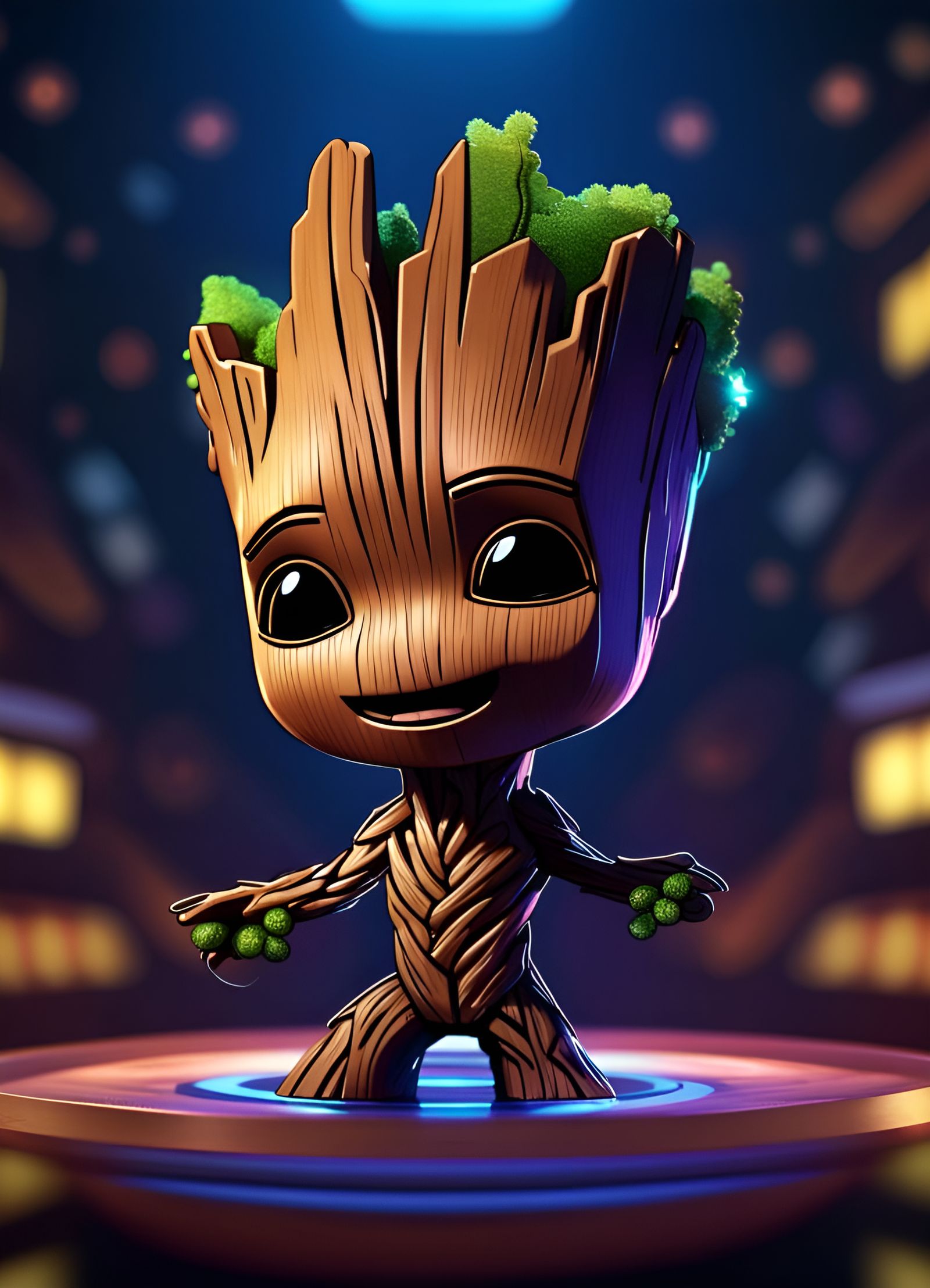 Chibi Groot as Hip-Hop Artist: Detailed Concept Art