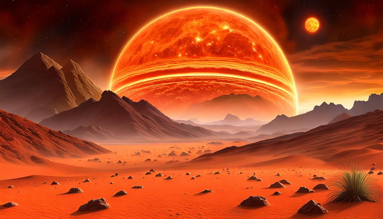 Exoplanet Art: Proxima Centauri from Desert World
